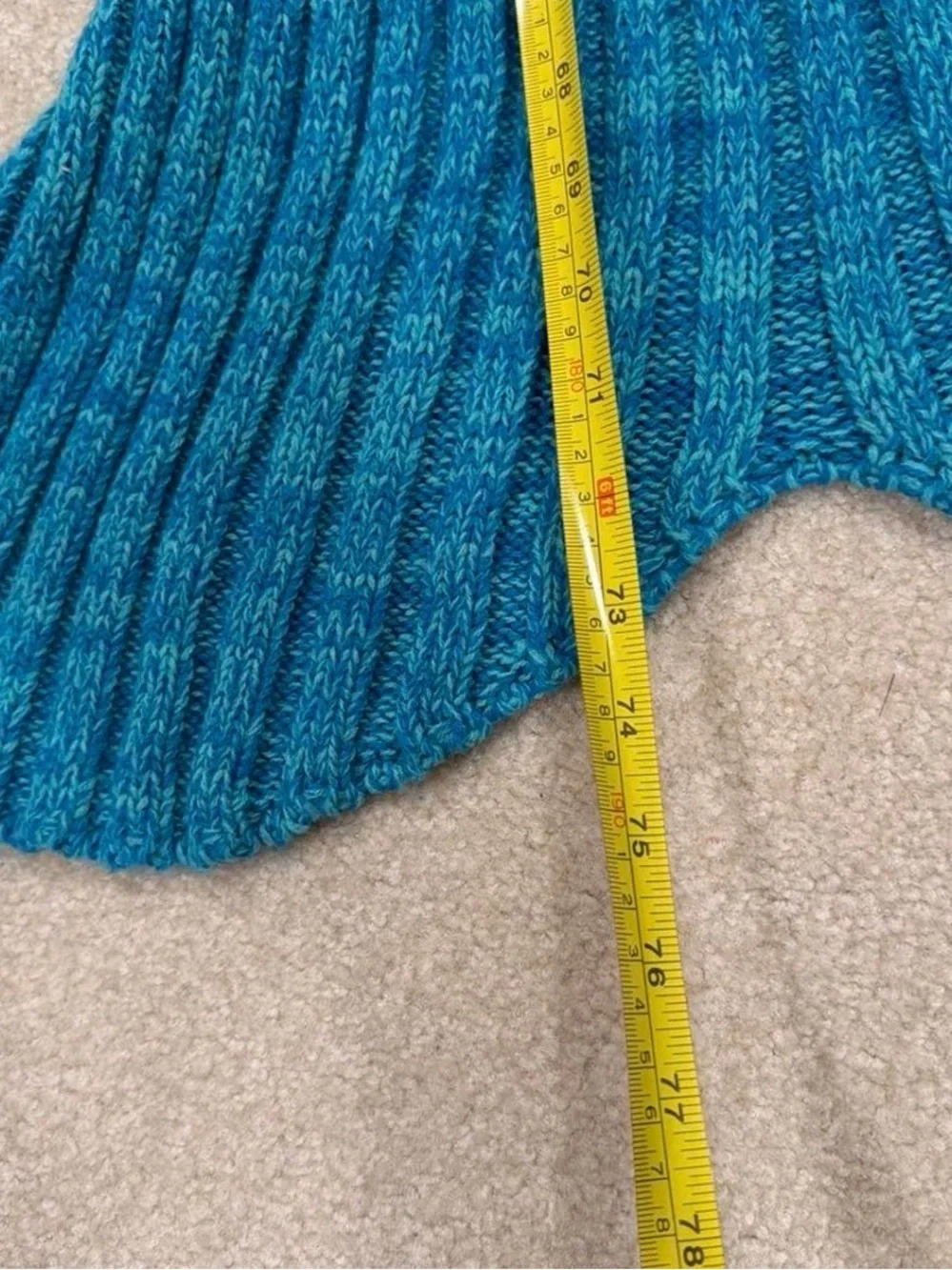 Teal Knit Mermaid Tail Blanket for adults and kids